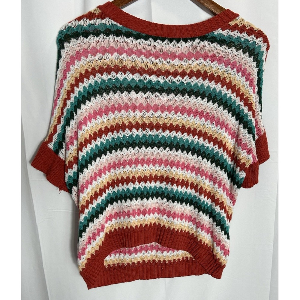 Womens Rainbow Crochet Poncho Top Y2K Preppy Beach Cover Festival Boho Artsy